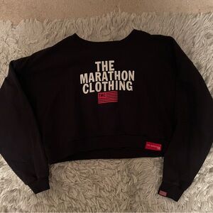The Marathon Clothing Black and Pink Logo Sweatshirt. Cropped . Women S.